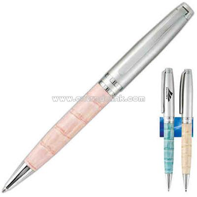Twist action mechanism new trendy colored leather pen