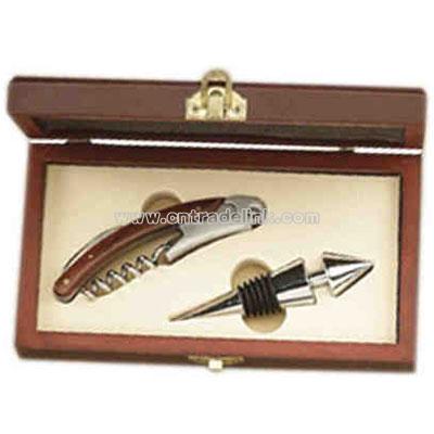 Two piece wine and champagne opener set