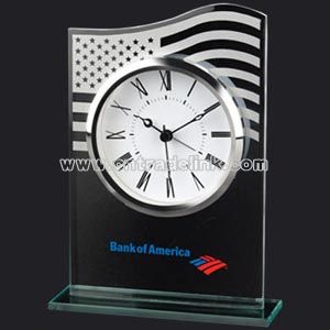 U.S. flag glass desk clock