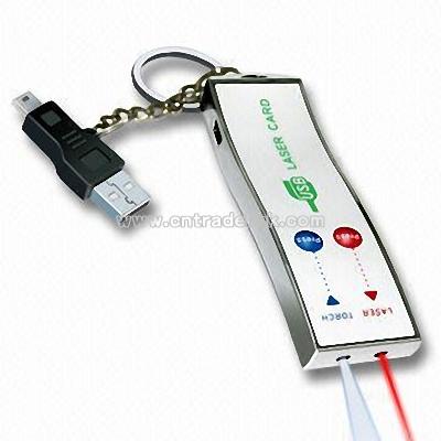 USB Flash Drive with Laser Pointer, LED, and Auto Rechargeable Battery