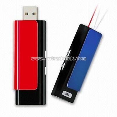 USB Flash Drive with Laser Pointer, LED Torch, and Auto Rechargeable Battery