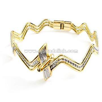 Unique Bangle 14k Yellow White Gold Jewelry Men/Women Bracelet