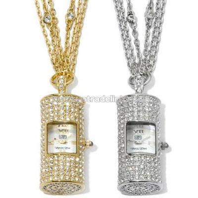 Victoria Wieck Crystal Cylinder Watch Drop Necklace