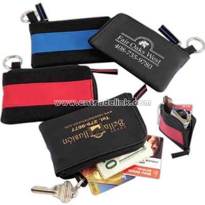 Vinyl / nylon zipper wallet with key ring