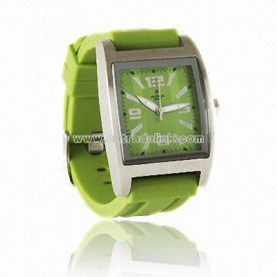 Watch with Stainless Steel Case and Silicone Strap