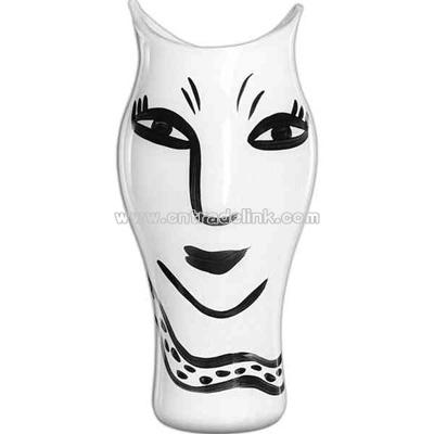 White - Hand painted vase with dramatic black brush strokes