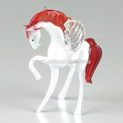 White Pegasus Horse Glass Figurine