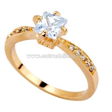 Whoelsale Jewelry White CZ Gold Plated Brass Ring