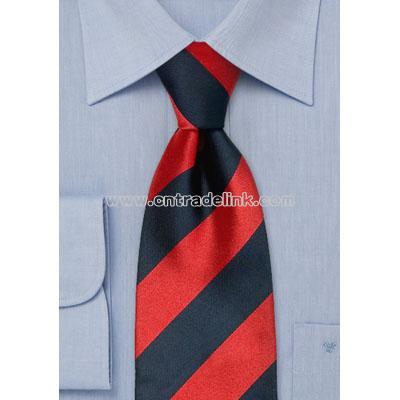 Wide striped Silk tie in dark blue and red