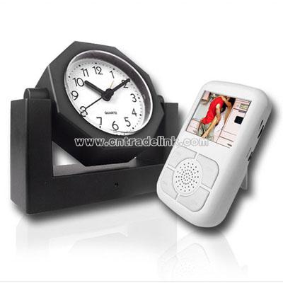 Wireless Video Camera Alarm Clock + Receiver with LCD Display Screen
