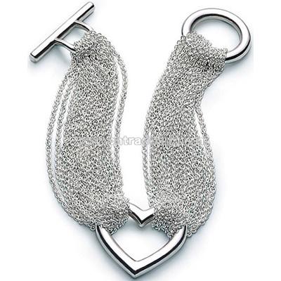 Women's 925 Sterling Silver Heart Chain Bracelet