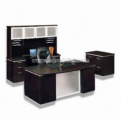 Wood Veneer Office Desk with Espresso Finish