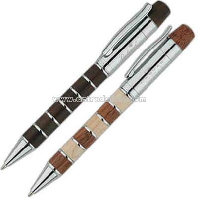 Wood and brass ballpoint pen