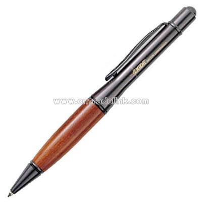 Wood and lacquered brass finish ballpoint pen