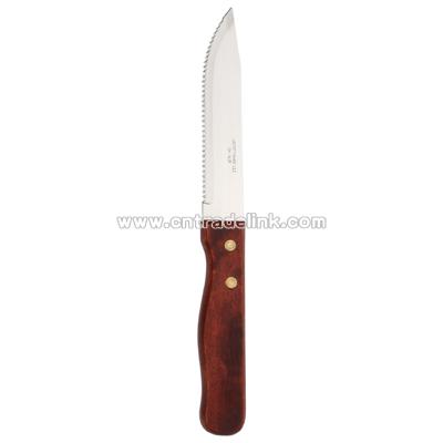 Wood handle pointed end jumbo steak knife