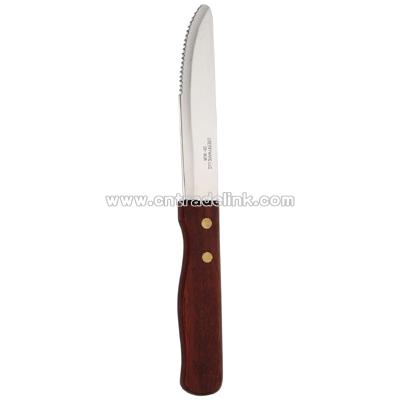 Wood handle round end jumbo steak knife