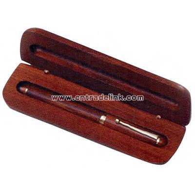 Wood pen box holds 1 pen