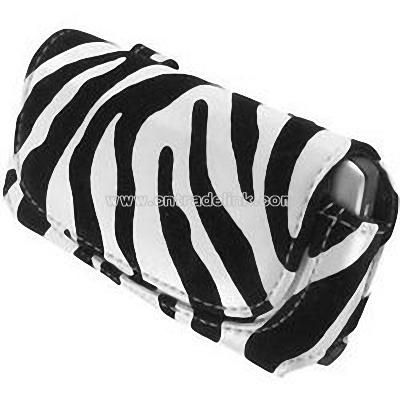 Zebra w/Black Velvet Stripes Horizontal Leather universal cell phone Pouch