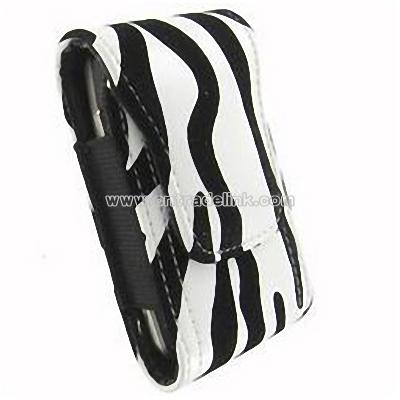 Zebra w/Black Velvet Stripes Vertical Leather Pouch for Universal Cell Phone