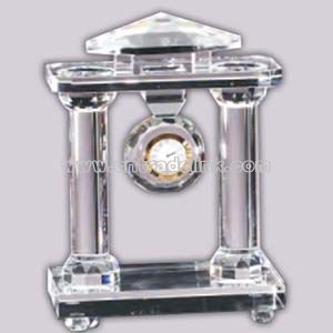 crystal glass with clock