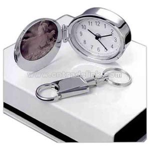 fold open polished metal clock