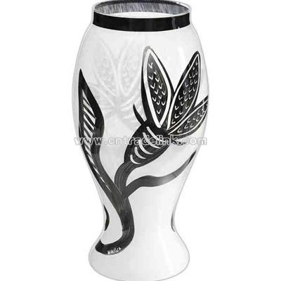 handmade white vase with black snakes