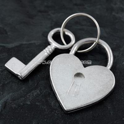 heart padlock & key keyring