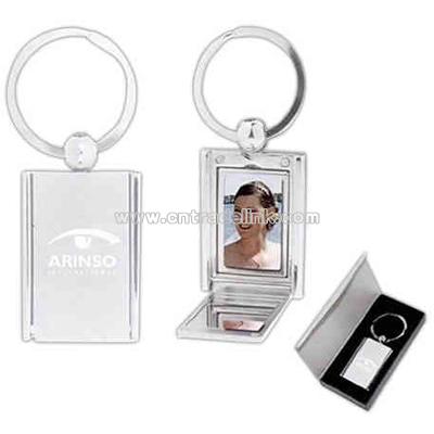hidden photo keychain with magnetic closure and mirror