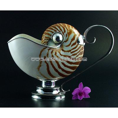 nautilus with sterling silver 925 gravy/sauce boat