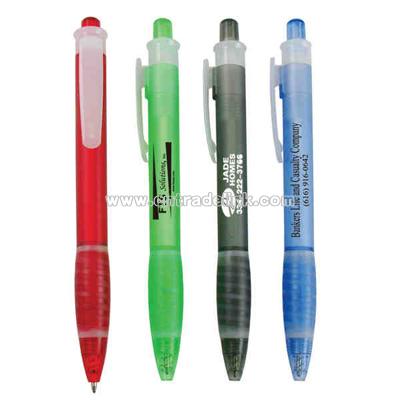 plastic click action ballpoint pen with a soft rubber grip