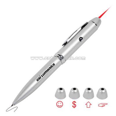 slim and fun red laser pointer and black ballpoint pen