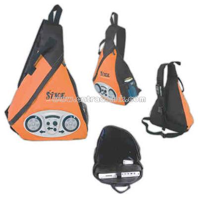 sling triangular backpack with radio