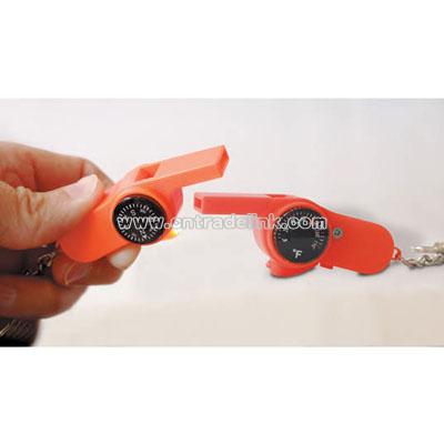 whistle with LED light and compass and thermometer