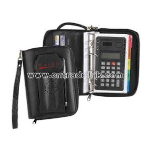 zipper organizer with dual power calculator