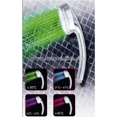 10-LED RGB Digital Water Temperature Visualizer Chromed Stainless Steel Shower Head