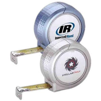 10' retractable metal tape measure with gray rotating disk
