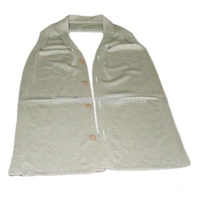 100%Cashmere Knitted Scarf With Buttons