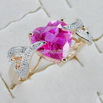 10K Yellow Gold Synthetic Ruby Ring
