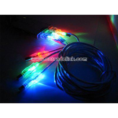 10ft illuminated usb 2.0 A to B male to male flashing led cable