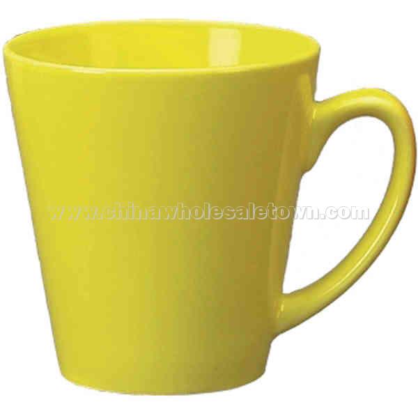 12 oz. lemon yellow Cancun vitrified ceramic funnel coffee mug or cup