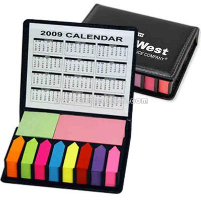 13 piece flag and sticky note pad caddy with calendar