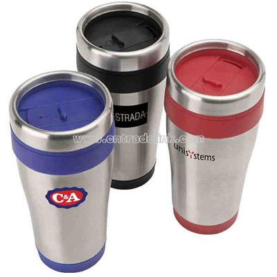 14 oz. stainless steel tumbler with steel and polypropylene construction