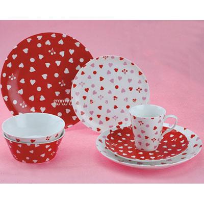16 PCS Dinner Set with Heart Pattern