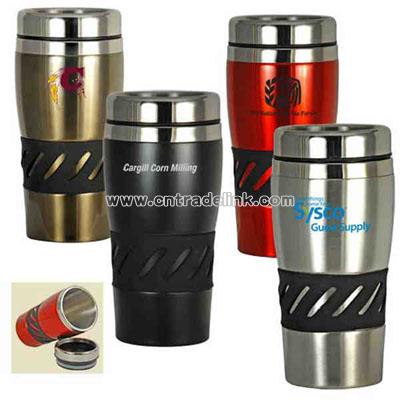 16 oz stainless steel double wall tumbler with rubber grip