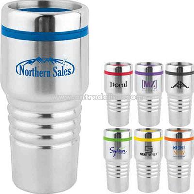 16 oz. stainless travel tumbler with debossed grip