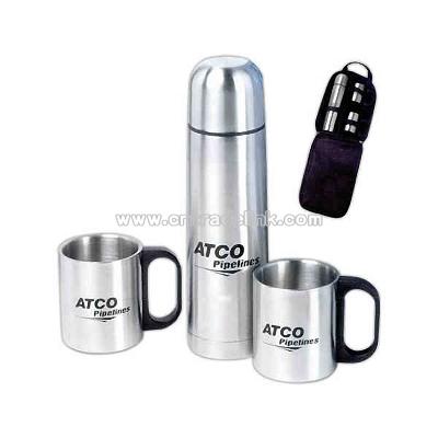 18-8 stainless steel flask and mug set