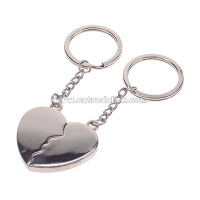 2-Piece Silver Split Heart Key Chain