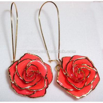 24k Gold Roses Earbob