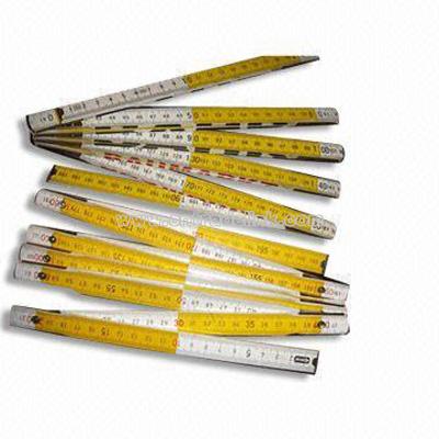 2M/10flds Wooden Folding Ruler in White & Yellow