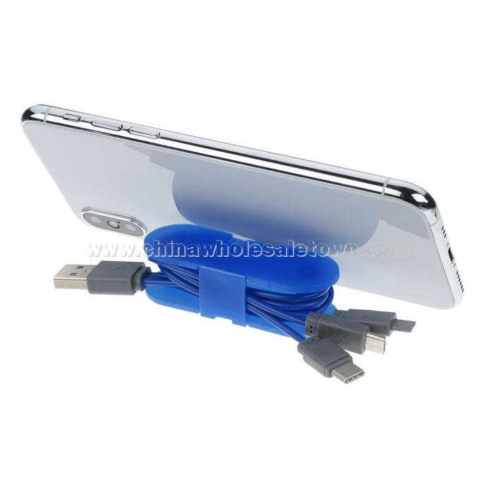 3-in-1 Cable Wrap with Phone Stand